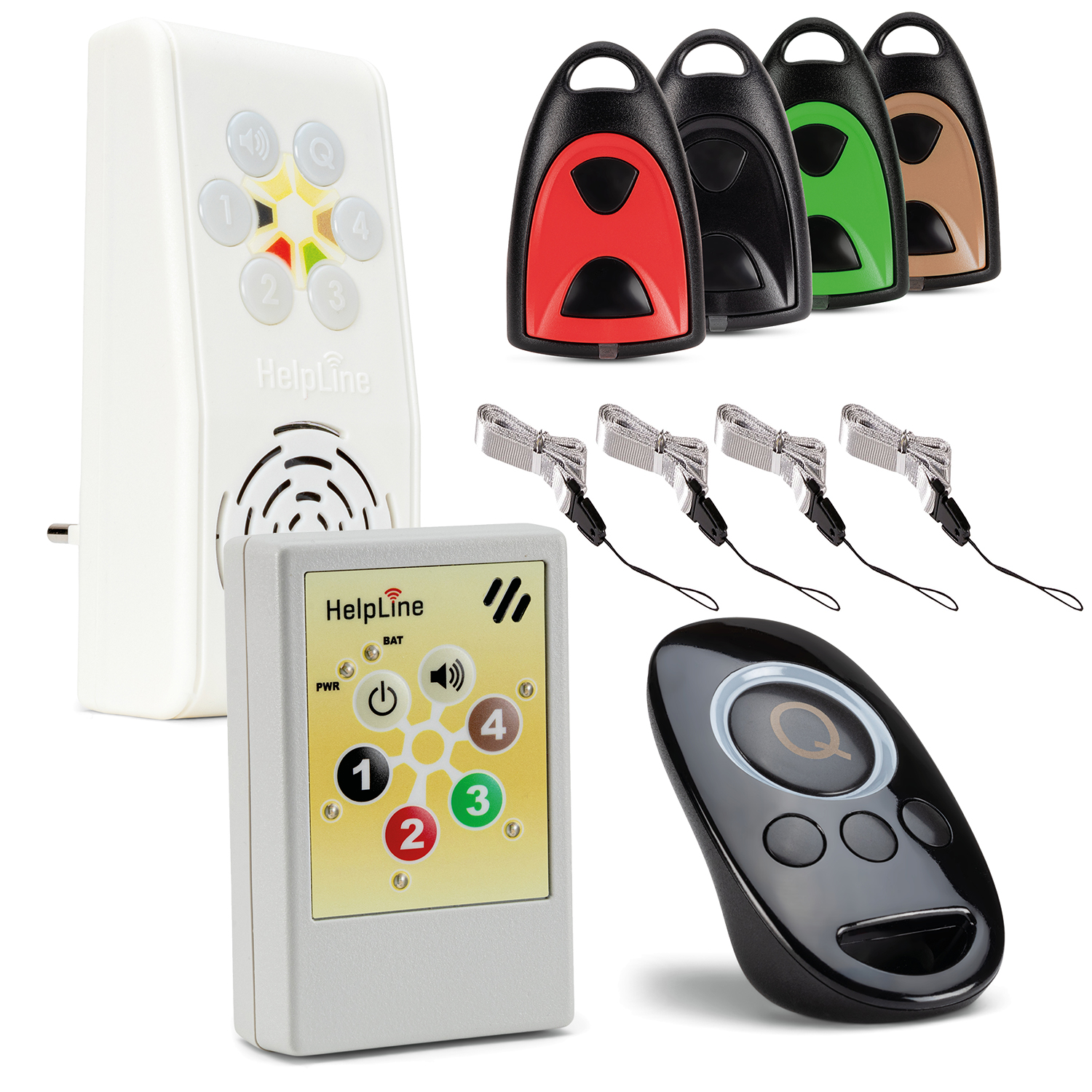 HelpLine Kombi-Notrufsystem für Physiotherapiepraxen, Arztpraxen und andere Praxen mit 4 Funksendern