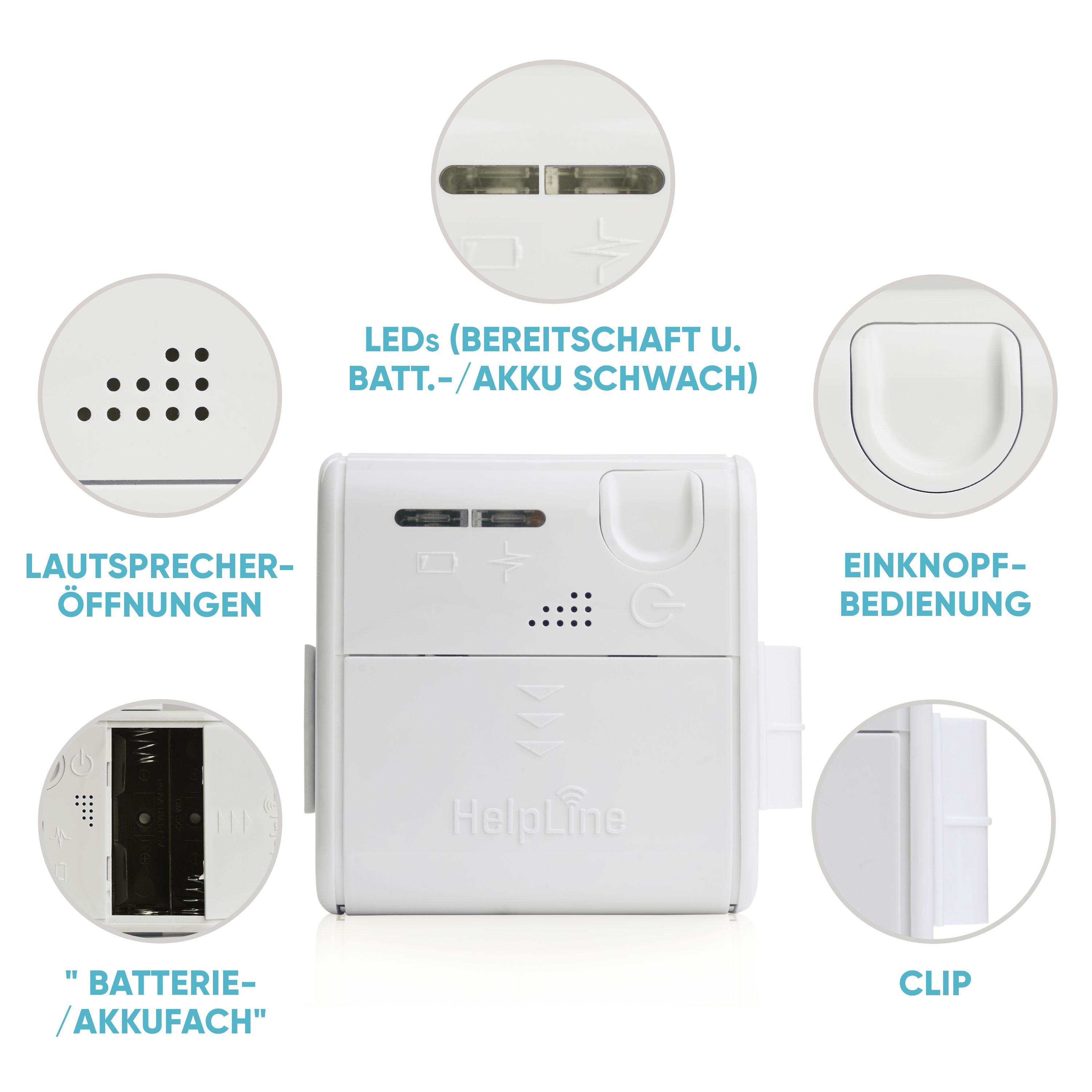 HelpLine Mini: Kleiner mobiler Hausnotruf mit Notruf-Armbandsender und Ladegerät