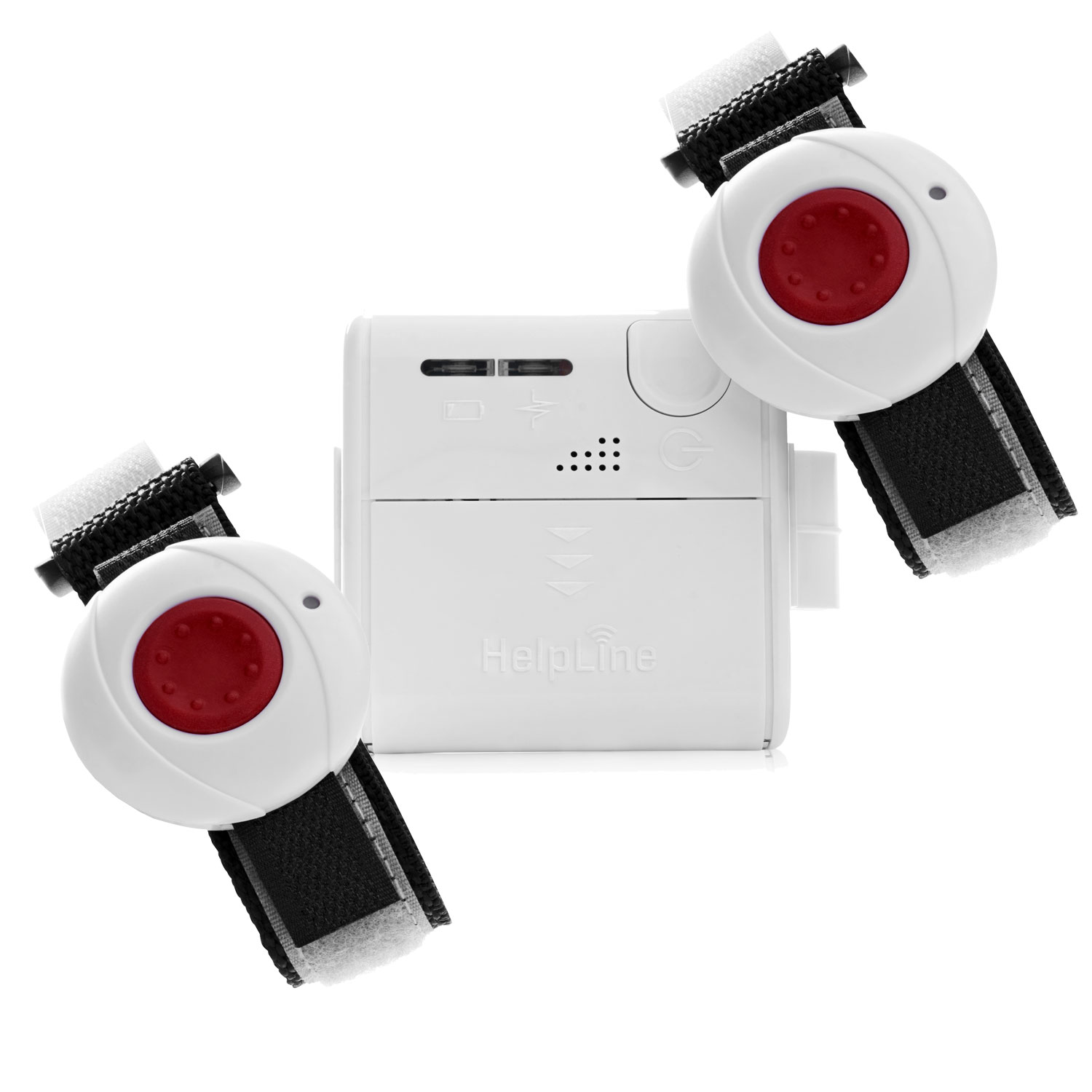 HelpLine Mini für Zwei: Kleiner mobiler Hausnotruf mit zwei Notruf-Armbandsendern