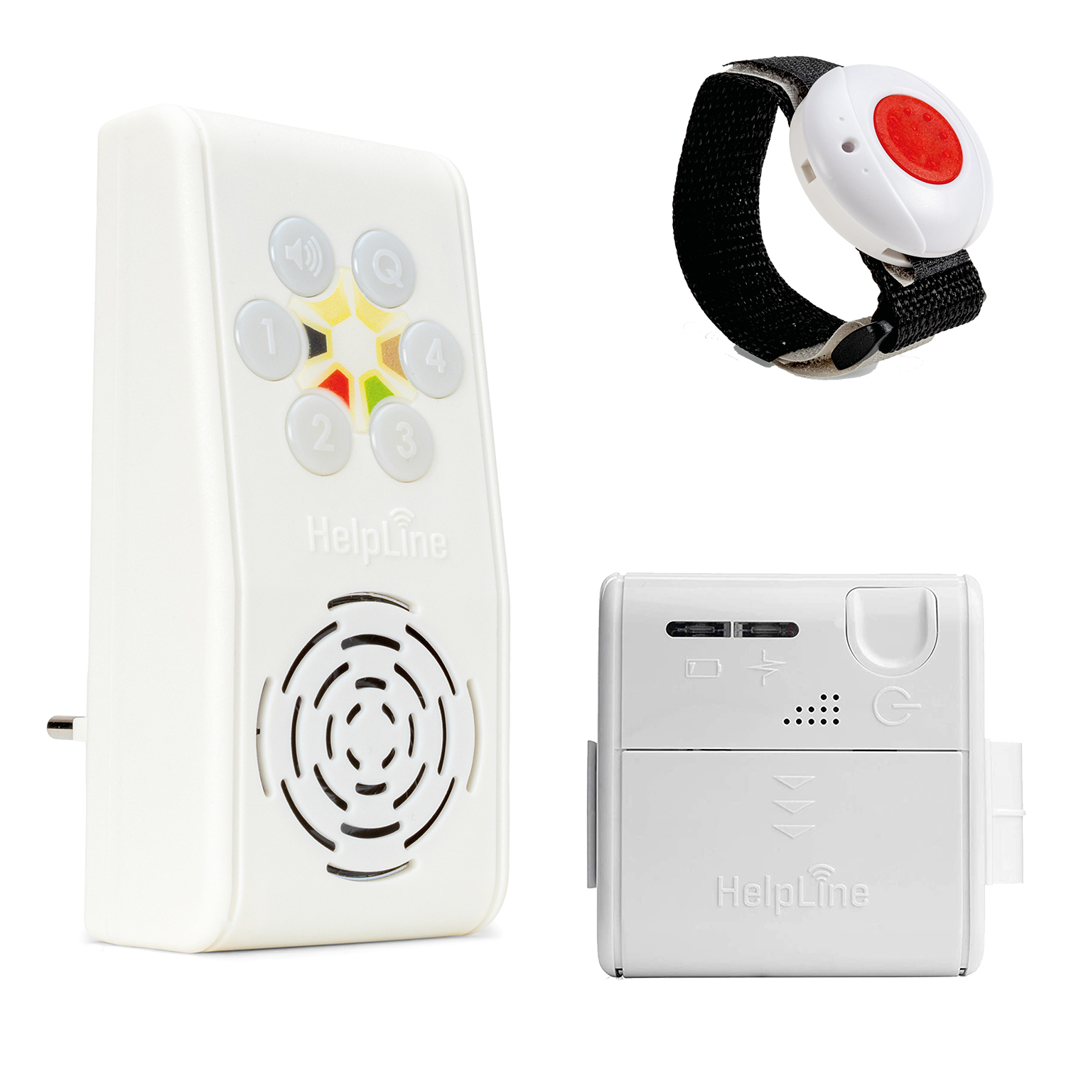 Kombi-Notrufsystem HelpLine Mini und -Steckdosenempfänger für die häusliche Pflege